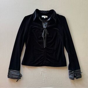 Vintage Kelly Blue Velvet Collared Top